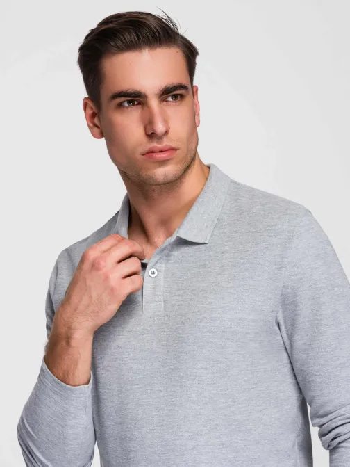 Siva polo majica z dolgimi rokavi V4 POBL-0162