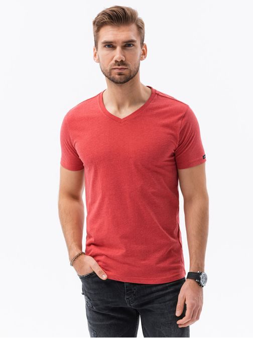 Preprosta rdeča melirana majica S1369