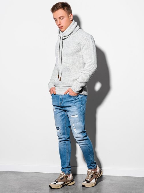 Moški trendovski siv pulover E152