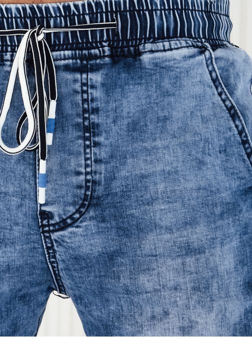 Modre moške jogger kavbojke s pasom