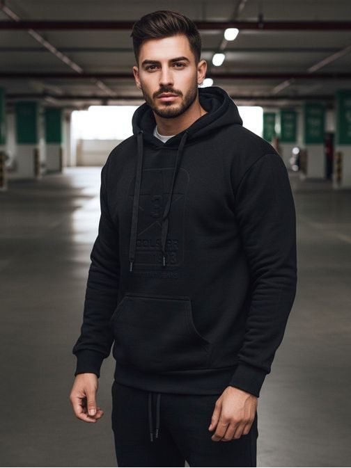 Črna sodobna moška majica s kapuco