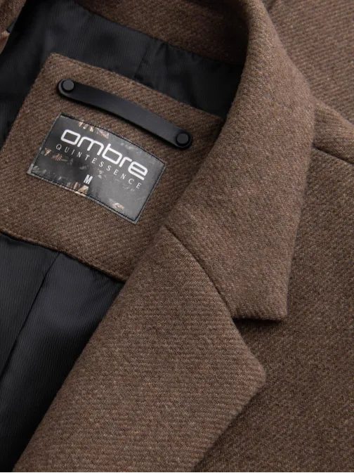 Eleganten rjav plašč z enojno naramnico V1 COWC-0114