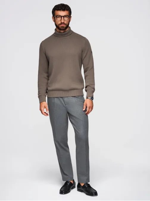 Moški pleteni rolo v sivo-rjavi barvi V1 SWTN-0163