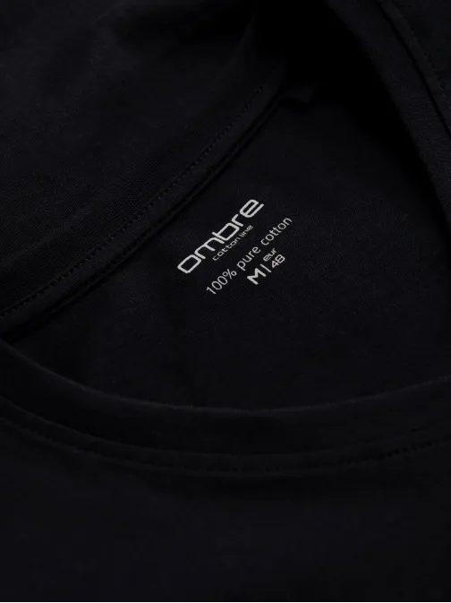 Črna majica z dolgimi rokavi in ​​V-izrezom V6 LSBL-0108