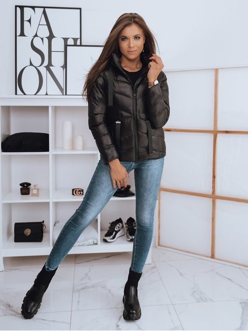 Ženska črna prešita jakna Malla