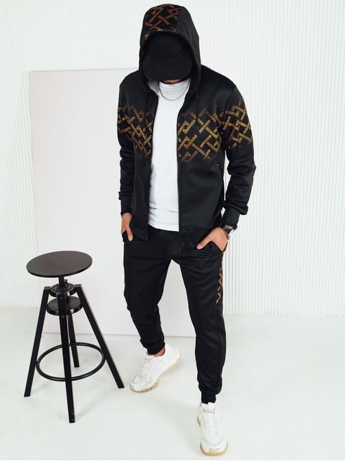 Črn set trenirke z zlatim vzorcem