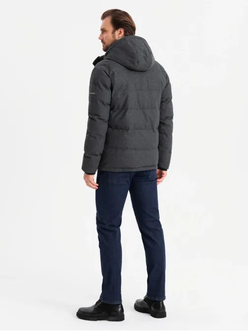 Brezčasna prešita črna moška jakna V2 JAHP-0203