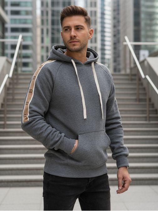 Stilska moška jopa s kapuco v sivi barvi