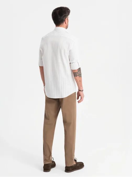 Temno bež hlače chinos z drobno teksturo V2 PACP-0184