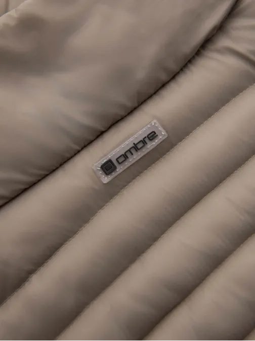 Edinstvena bež prešita jakna z visokim ovratnikom V4 JALP-0231