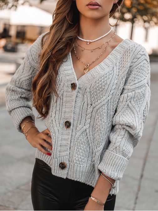 Ženski trendovski pulover v sivi barvi ELR013