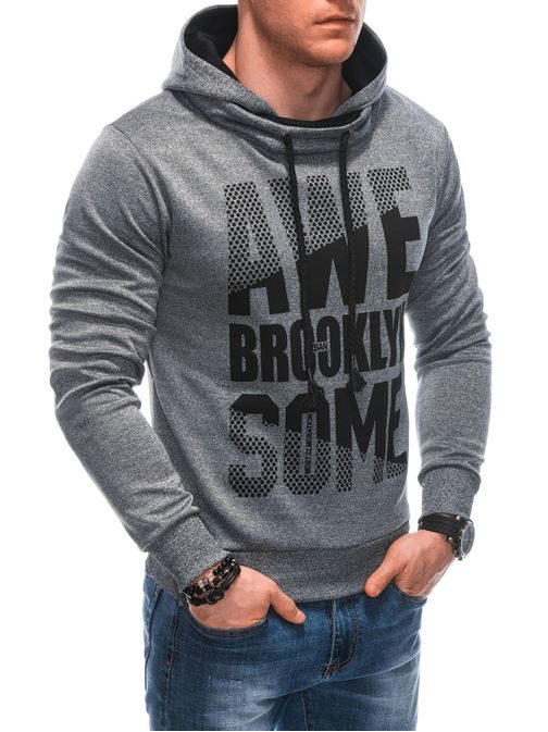 Modni siv pulover z izrazitim napisom B1657