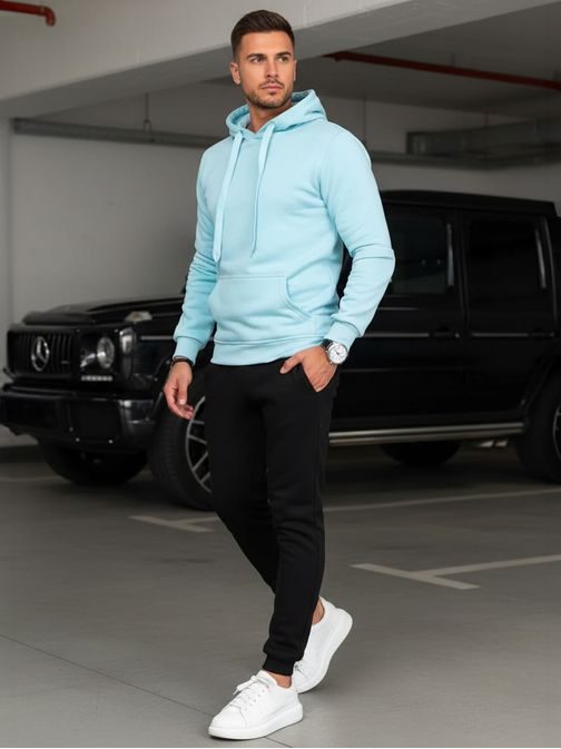 Udoben svetlo modro-črn set trenirke