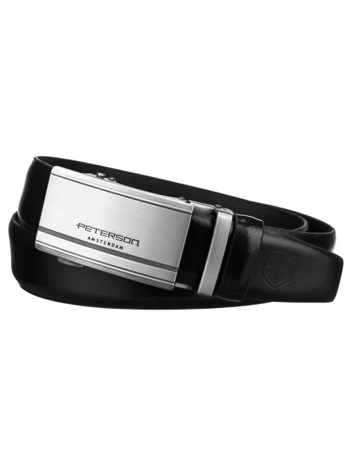 Črn usnjen moški pas Peterson