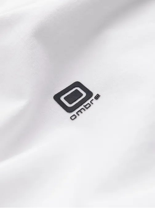 Bela majica z dolgimi rokavi in V-izrezom ter logotipom v1 LSCL-0110