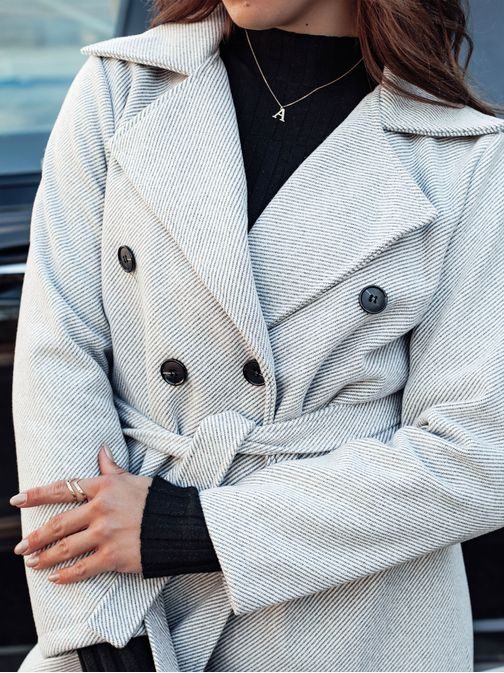 Čudovit ženski siv dolg plašč Cashmely