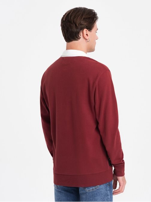 Eleganten bordo pulover s polo ovratnikom V3 SSNZ-0132