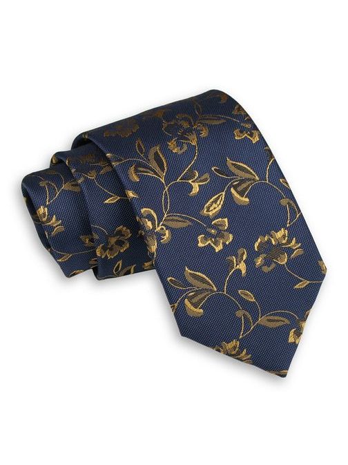 Modro zlata rožasta kravata