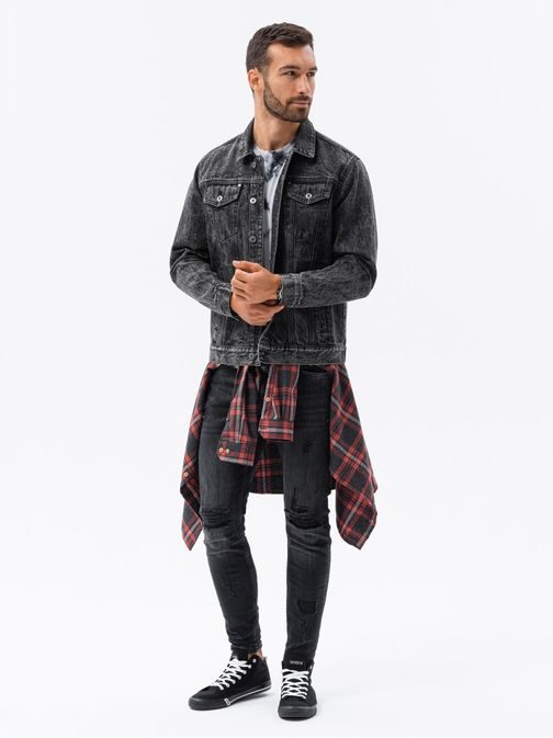 Moška modna jeans jakna črna C441