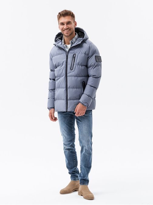 Zimska jakna v jeans barvi V6-OM-JAHP-0122