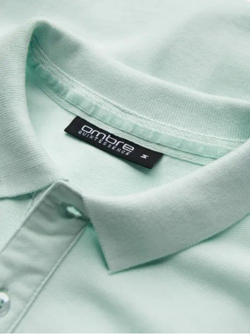 Bombažna svetlo zelena polo majica z nežnim napisom V1 S1746