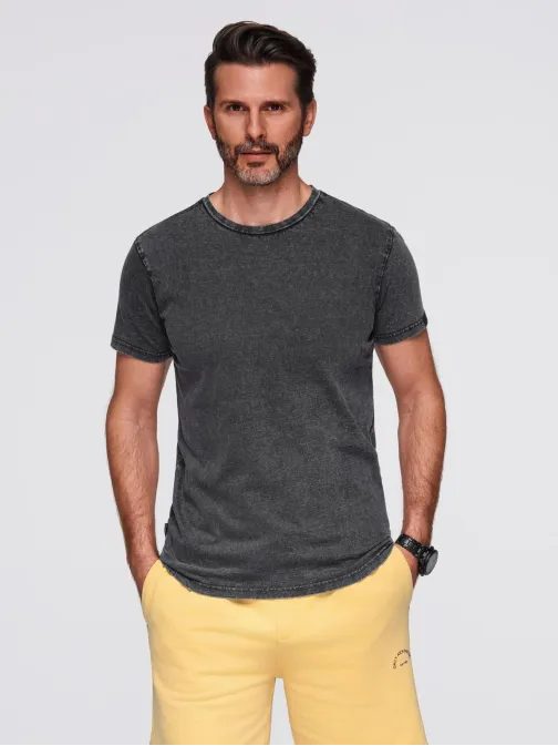 Črna moška majica s spranim vzorcem V1 TSWT-0116