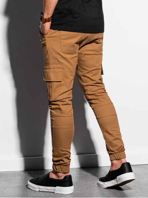 Trendovske jogger hlače v camel barvi P1000