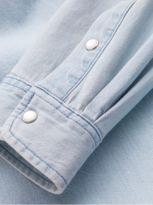 Jeans svetlo modra moška srajca V1 SHDS-0115