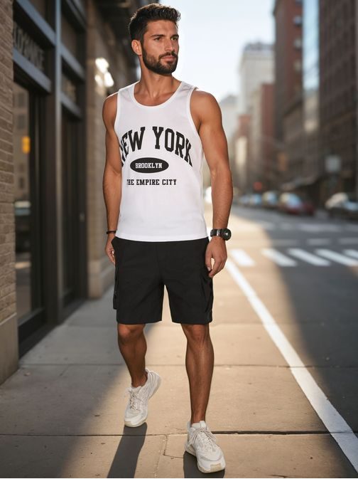 Bela moška majica z napisom NY