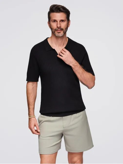 Moška črna pletena polo majica V2 POSS-0160