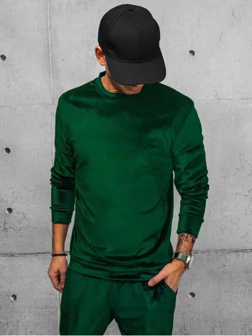 Pulover iz velurja v zeleni barvi