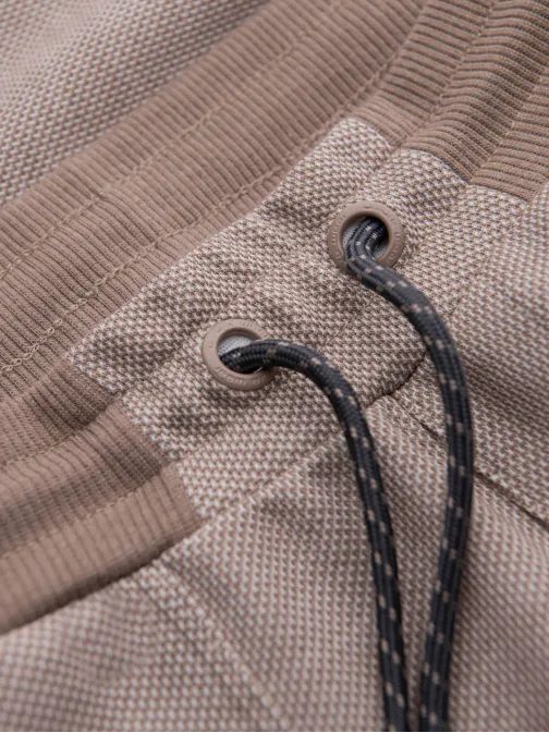 Trendovska pletena trenirka v barvi kave V2 PASK-0211