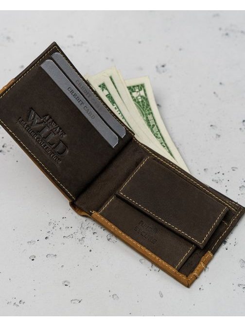 Čudovita rjava usnjena denarnica Wild