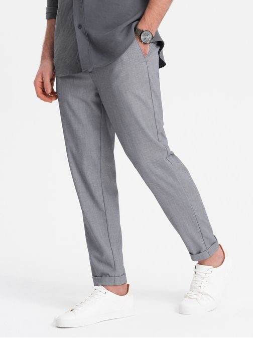 Trendovske sive chinos hlače z elastičnim pasom V2 PACP-0157