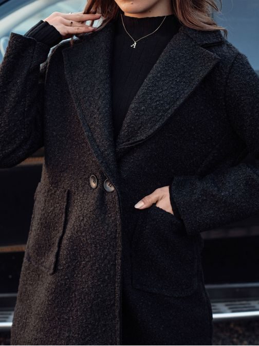 Ženski oversized črn dolg plašč Baralite