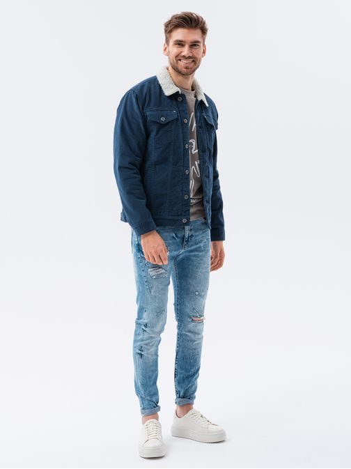 Granatna prehodna jeans jakna C524