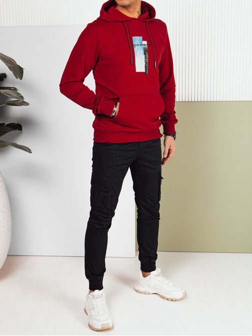 Atraktiven bordo pulover s kapuco