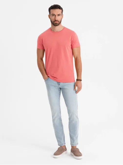 Osnovna koralna bombažna majica z okroglim vratom V17 TSBS-0236