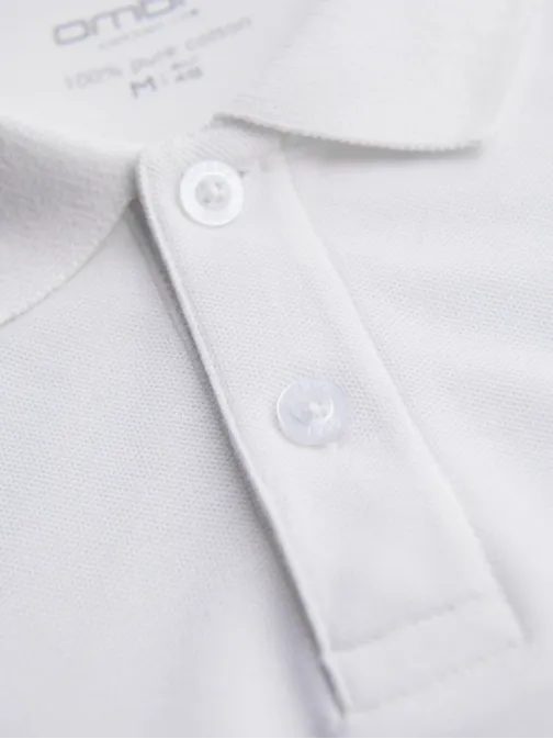 Bela polo majica z dolgimi rokavi V1 POBL-0162