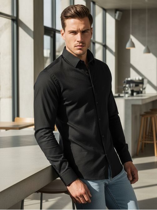 Moška črna elegantna srajca