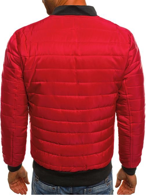 Prešita moška rdeča bomber jakna J.STYLE AK84