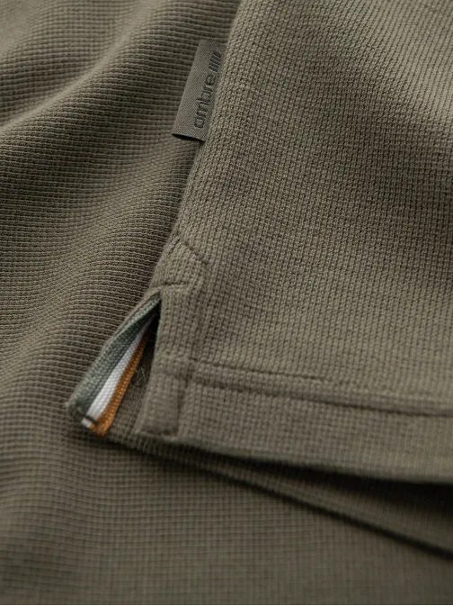 Olivno zelena pletena moška majica V1 LSCL-0120