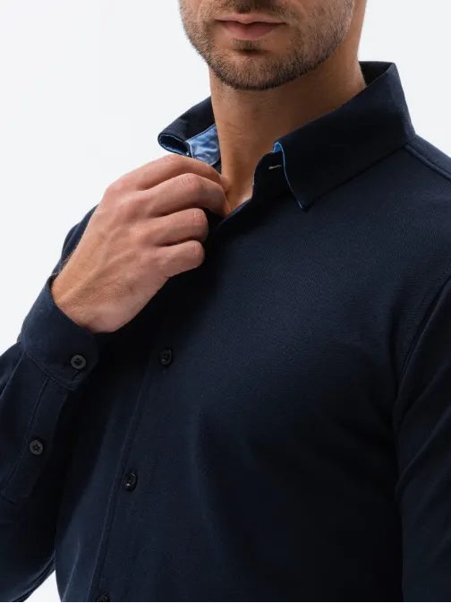 Priložnostna temno modra moška srajca V2 SHCS-0177