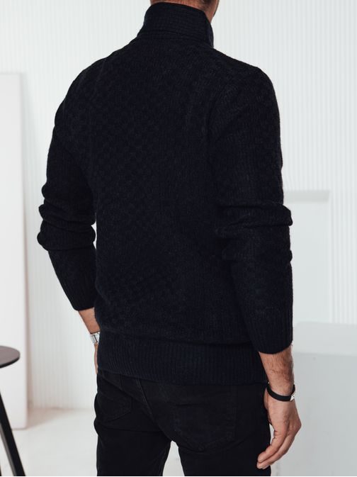 Črn moški pulover z visokim ovratnikom