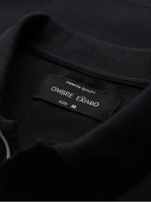 Moška črna polo majica z zadrgo V6 POSS-0148