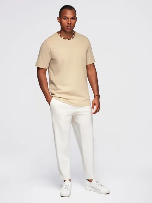 Moška pletena majica peščene barve V2 TSCT-0197