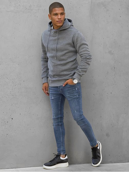 Temno siv pulover s kapuco v originalnem dizajnu