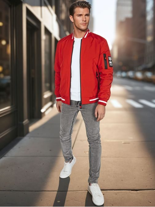Modna rdeča bomber jakna