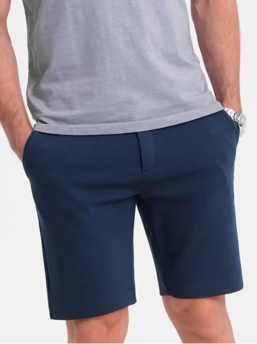 Temno modre kratke hlače iz strukturiranega blaga V1 SRCS-0126