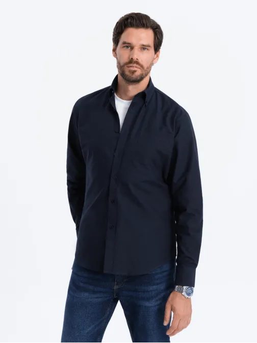 Elegantna temno modra srajca oxford V5 OM0108